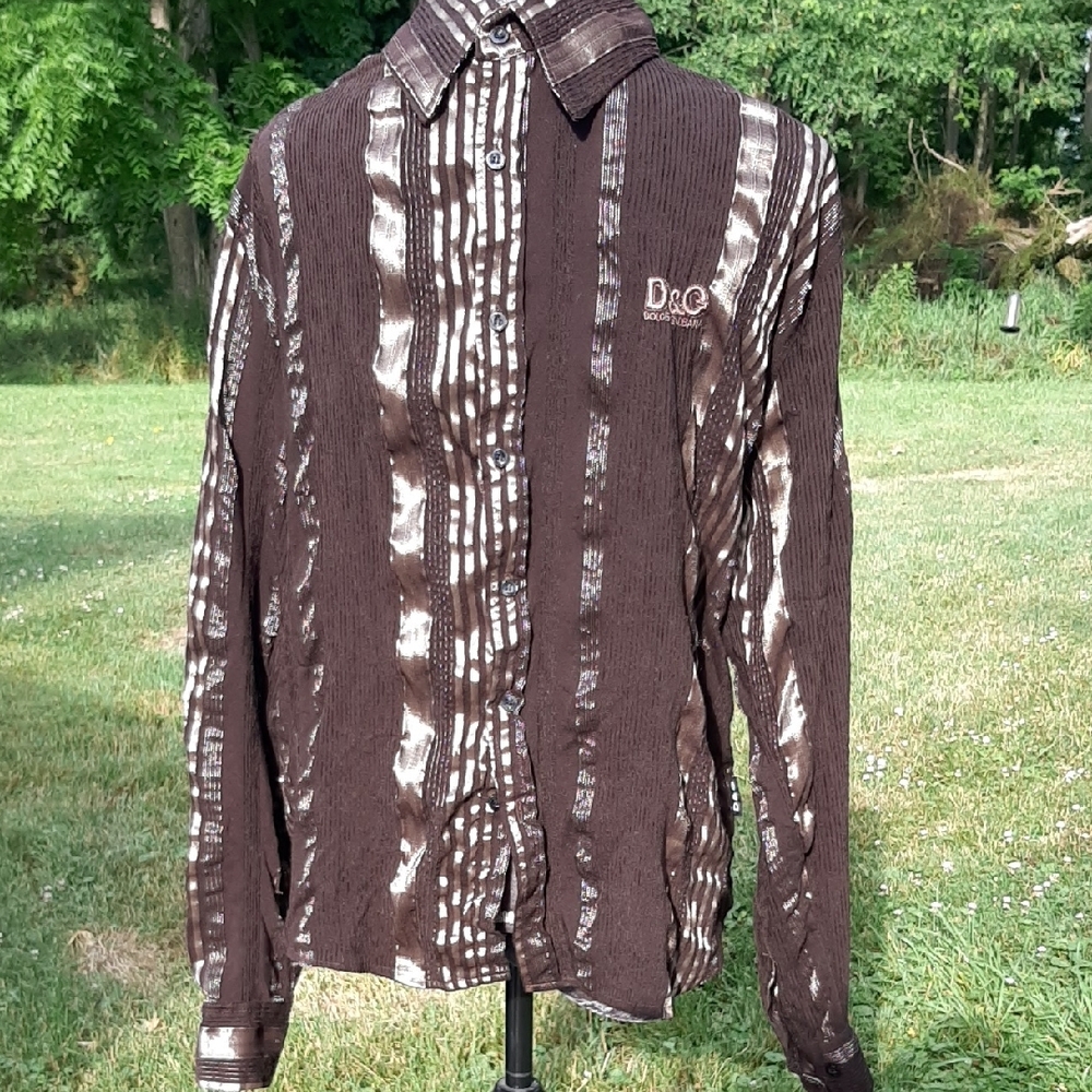 D&G Vintage Dark Brown and Metallic Shirt Unisex